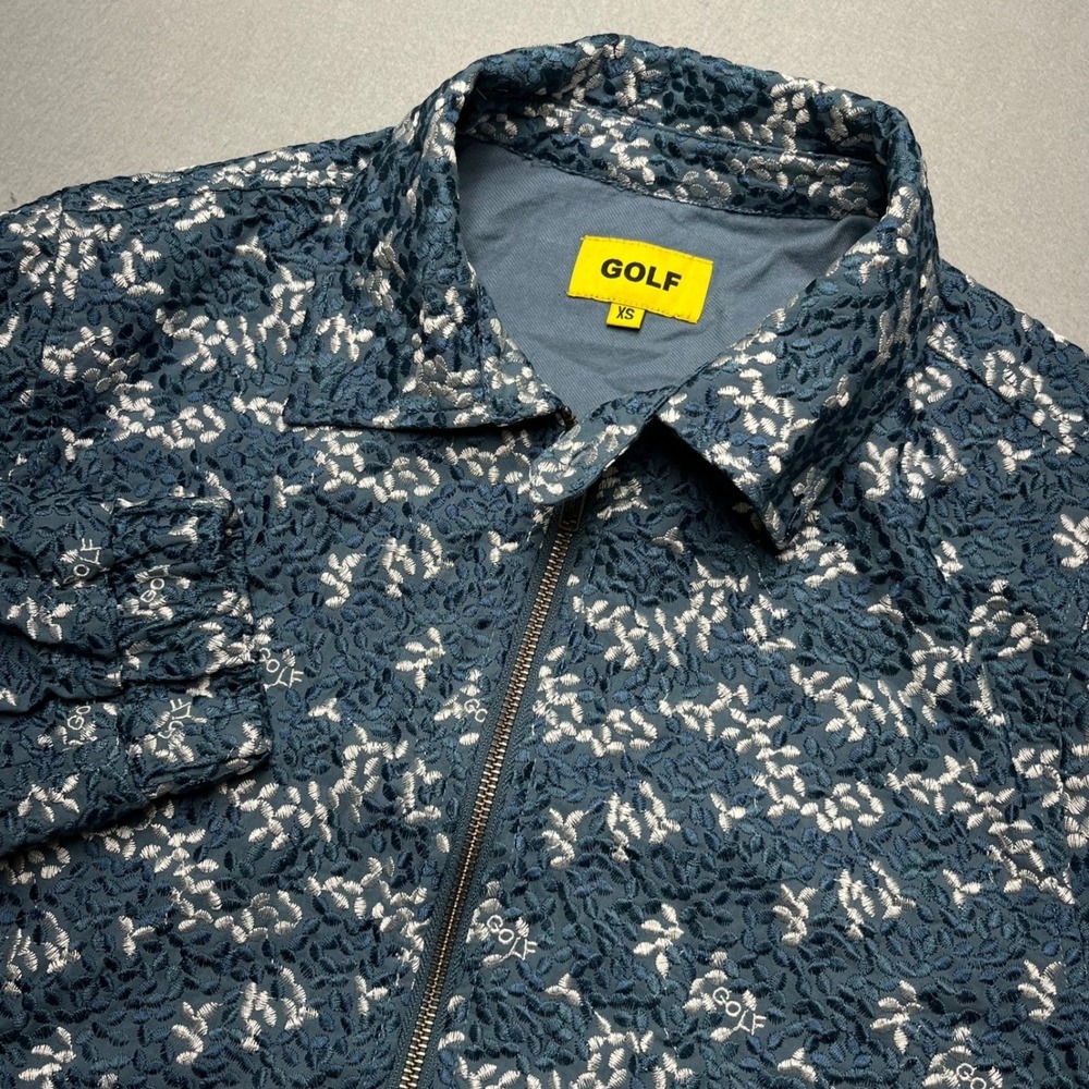 Golf Wang Floral Embroidered Harrington Jacket Blue White XS GOLF Zip Up